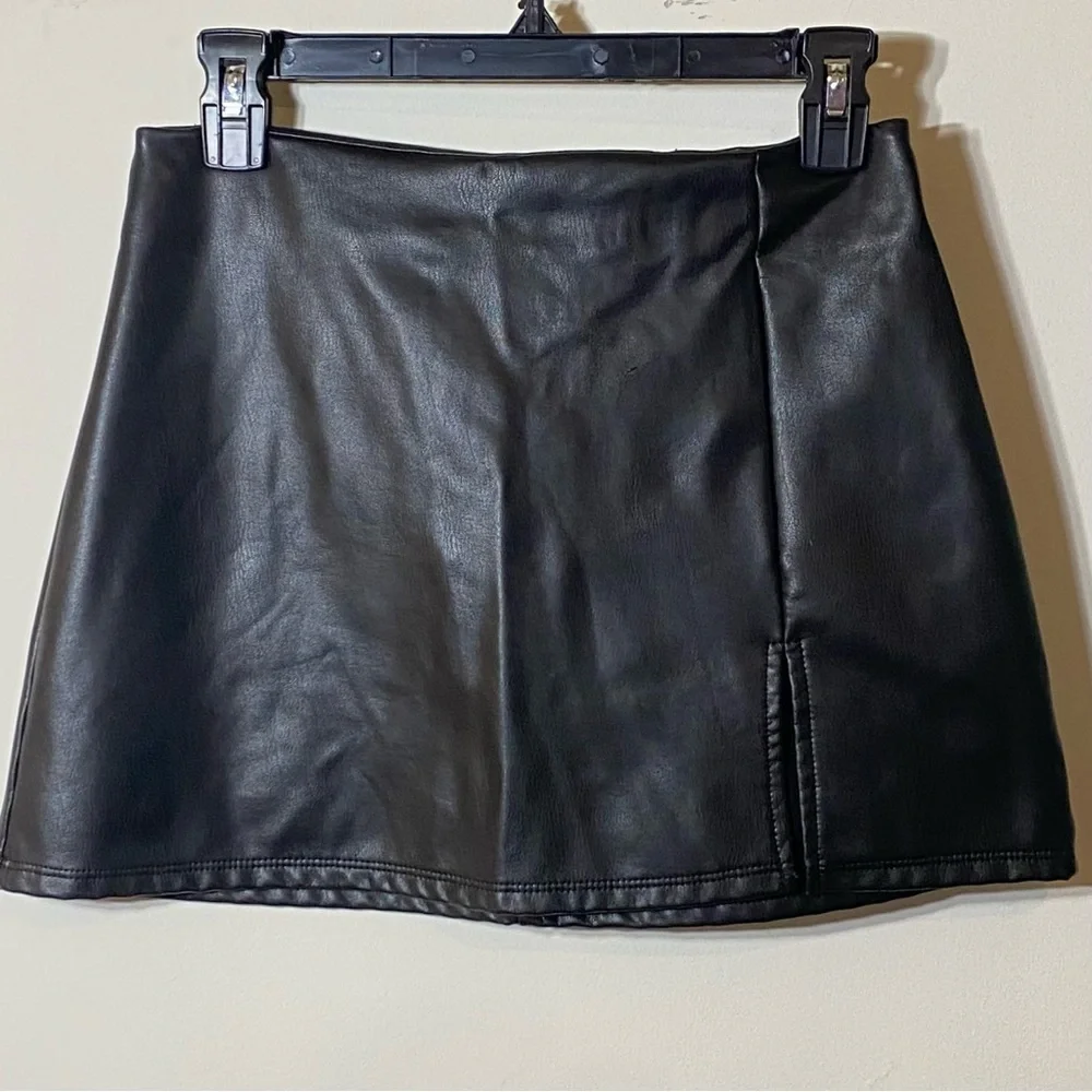 Altar'd State Black Faux Leather Pencil Mini Skirt - Picture 1 of 5